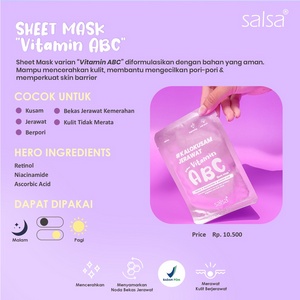 ⭐BAGUS⭐ SALSA SHEET MASK 20GR | Niacinamide Hyaluronic Snail | Masker Wajah BPOM