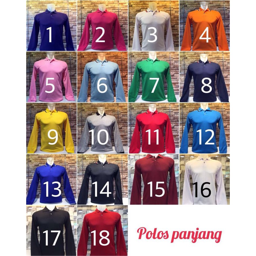 Polo Shirt Panjang, Polo Shirt, Polo Polos Panjang, Kaos Polo