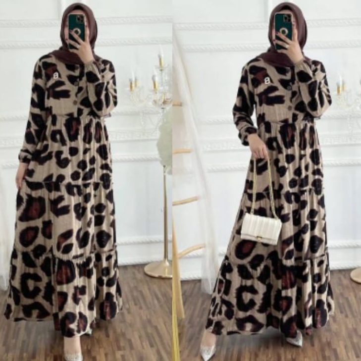 GAMIS/ MIDI DRESS LEOPARD MACAN MOA RAYON PREMIUM