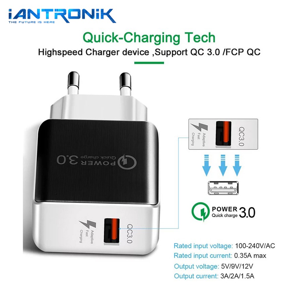 ULTRON QC3.0 USB Adapter Charger - Adaptive Fast Charging 3A