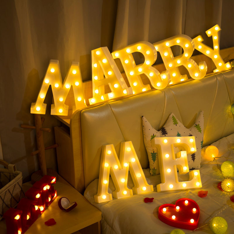 Hot Sale/26Huruf Lampu Malam LED/DIY Letter Symbol Sign Heart Battery Lights/Ornamen Lampu Lamaran Romantis Untuk Natal Pernikahan Valentines Day