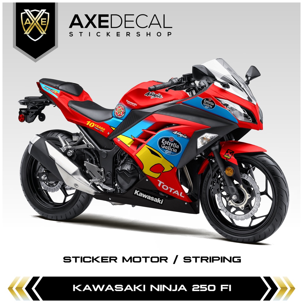 Striping Ninja 250 Fi Livery Estrella Galicia / Stiker Motor Kawasaki Ninja Fi / Stock Decals