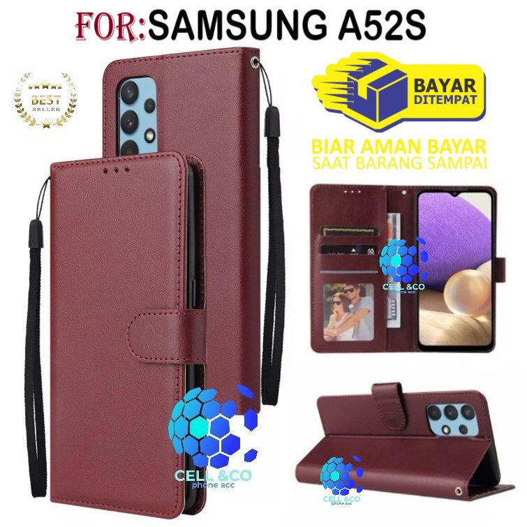 SAMSUNG GALAXY A52S CASE FLIP LEATHER WALLET PREMIUM FLIP CASE BUKA TUTUP KESING HP CASING FLIP CASE WALLET SAMSUNG A52S