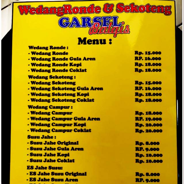 

Semua menu wedang ronde susu jahe itu daftr harga nya ya , yang mau boleh chat dulu ya