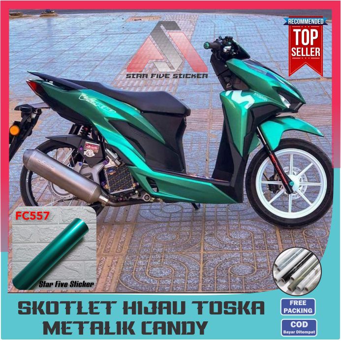 Stiker Sticker Skotlet Motor Warna Hijau Toska Metalik Candy
