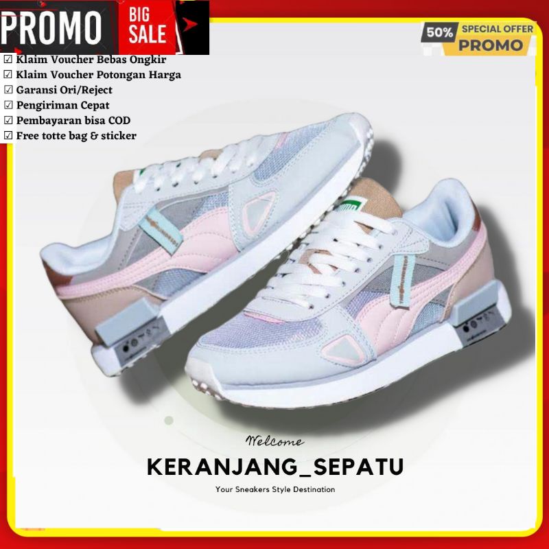 PUMA FUTURE RIDER WOMEN THE HUNDREDS GREY PINK ORIGINAL