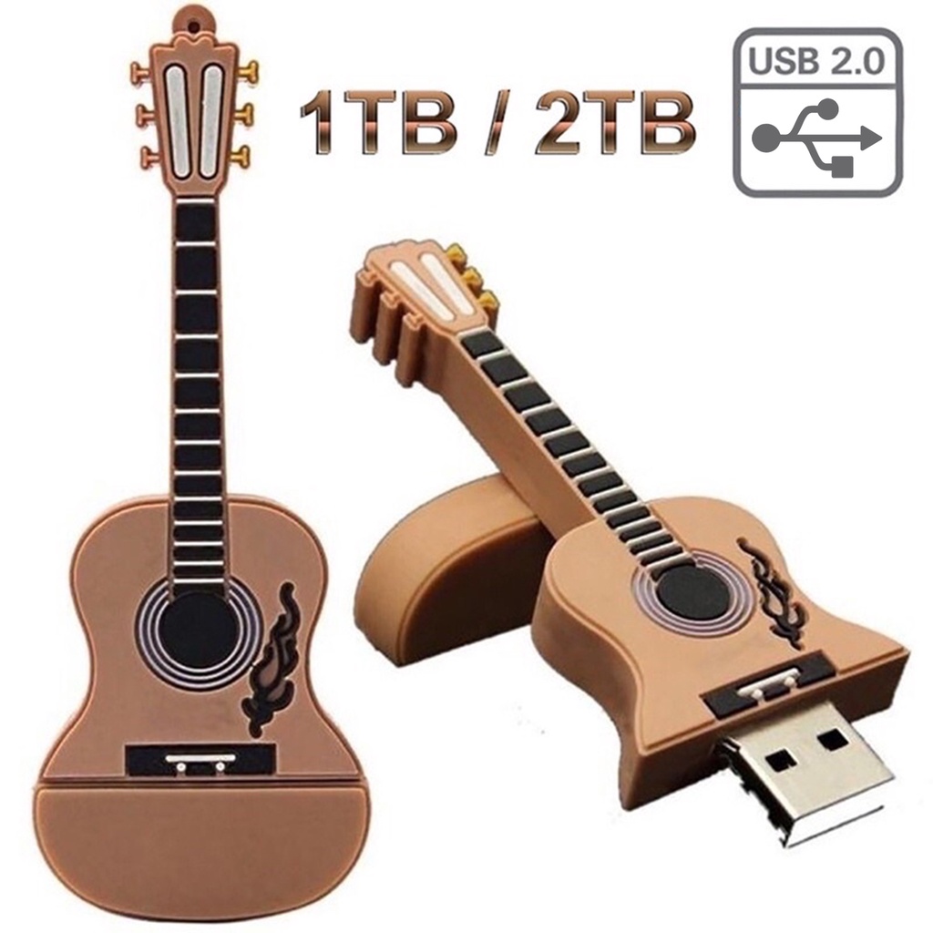 (Huluboy) Flashdisk USB 2.0 Bentuk Gitar Bahan PVC Anti Air