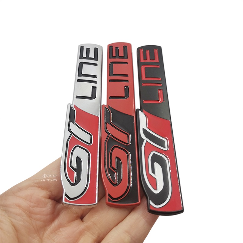 1pc Stiker Emblem / Badge GT LINE Bahan Metal Untuk Dekorasi Bagasi Belakang Mobil Universal