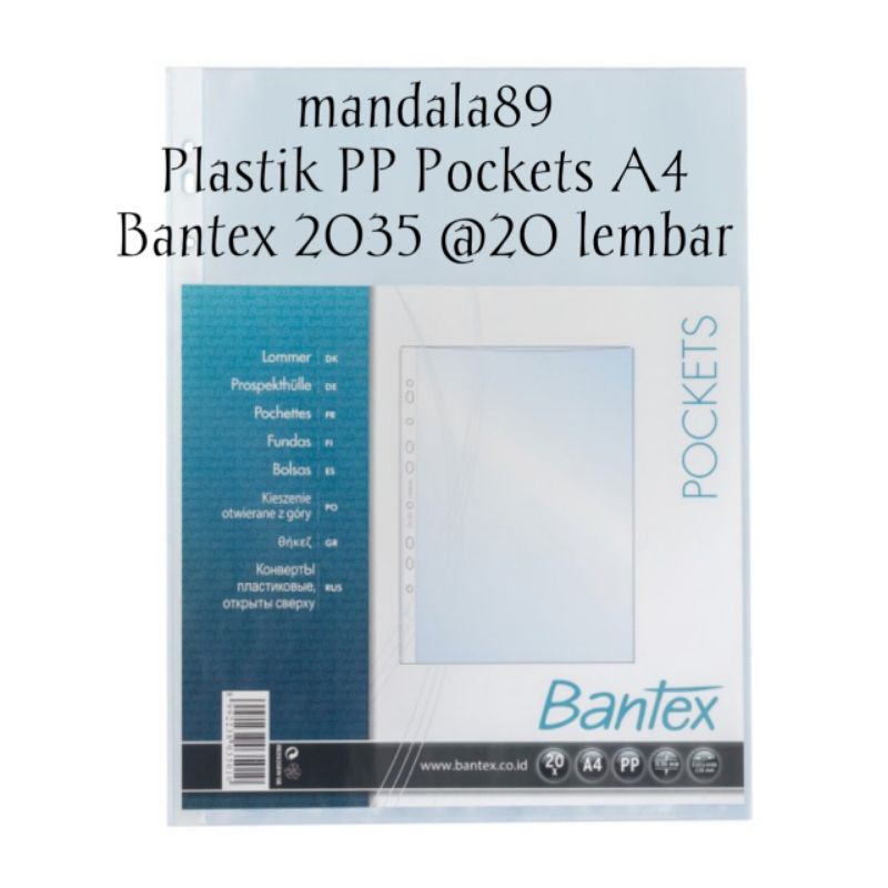 

Plastik PP Pockets A4-0,06 mm @20 lembar merk Bantex 2035