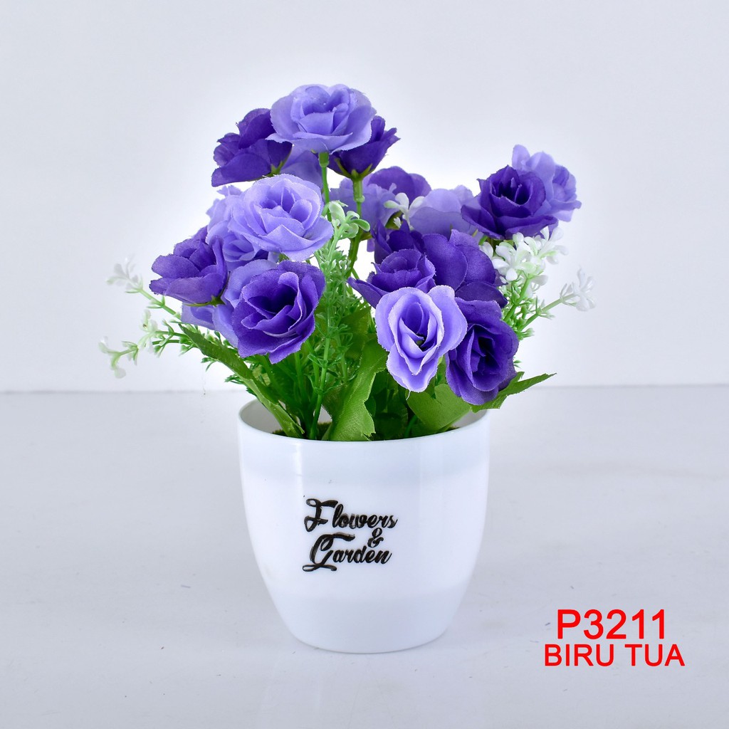 COD/JB TANAMAN BUNGA HIAS POT TANAMAN HIAS DEKORASI RUMAH DAN BUNGA PLASTIK P3211-BIRU TUA