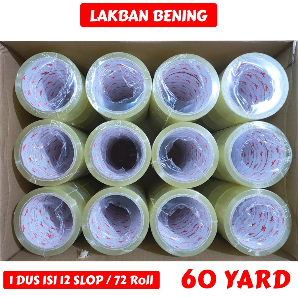 

RB [TERLARIS] Lakban OPP Tape / Lakban Bening Dunia Packing 60 Yard (1 Slop)
