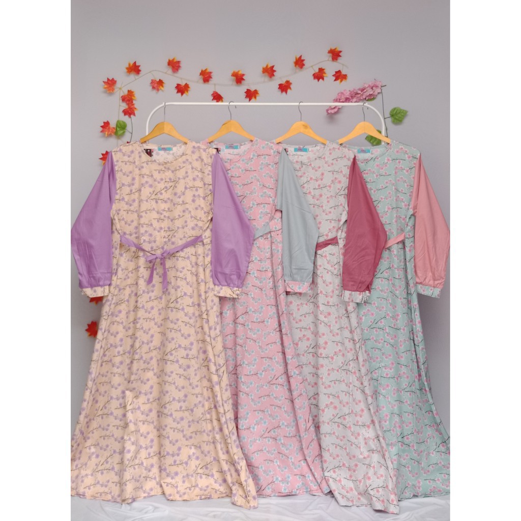 Baju Muslim Kekinian Katun Jepang Original Terbaru Gamis Dewasa Fahira Blossom
