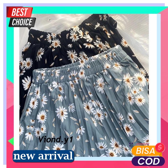 Baru Rok Pinggang Tinggi Wanita Musim Gugur Gaya Korea Rok Panjang Retro Rok Bunga Wanita Korea / Sk