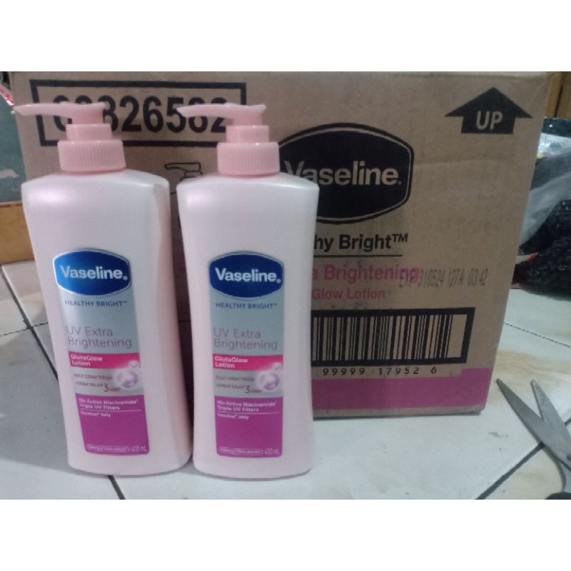 HandBody Vaseline 400ml Lotion Pink/Hijau Healthy white / intensive care aloe soothe