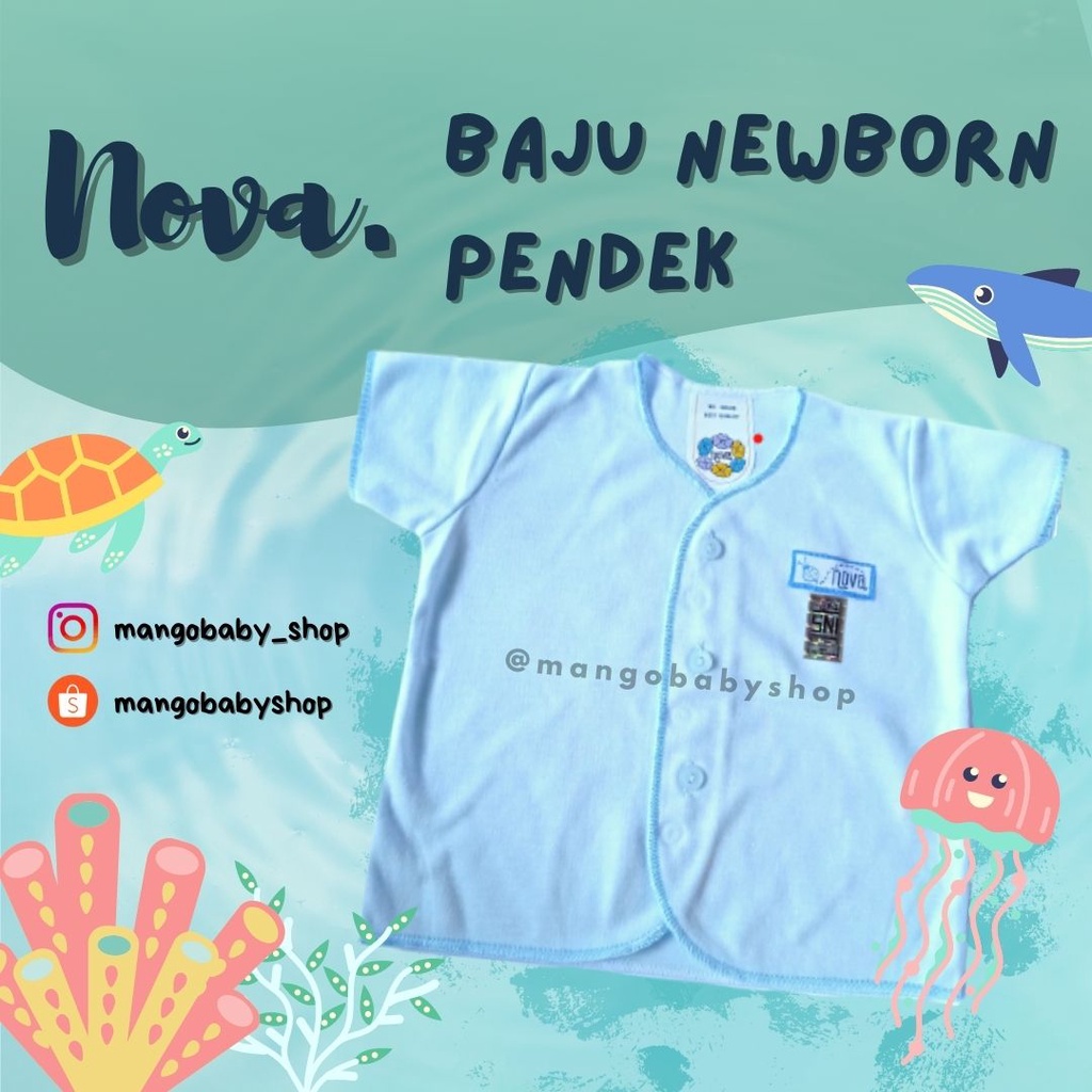 Nova baby 4 pcs baju pendek bayi NB polos warna