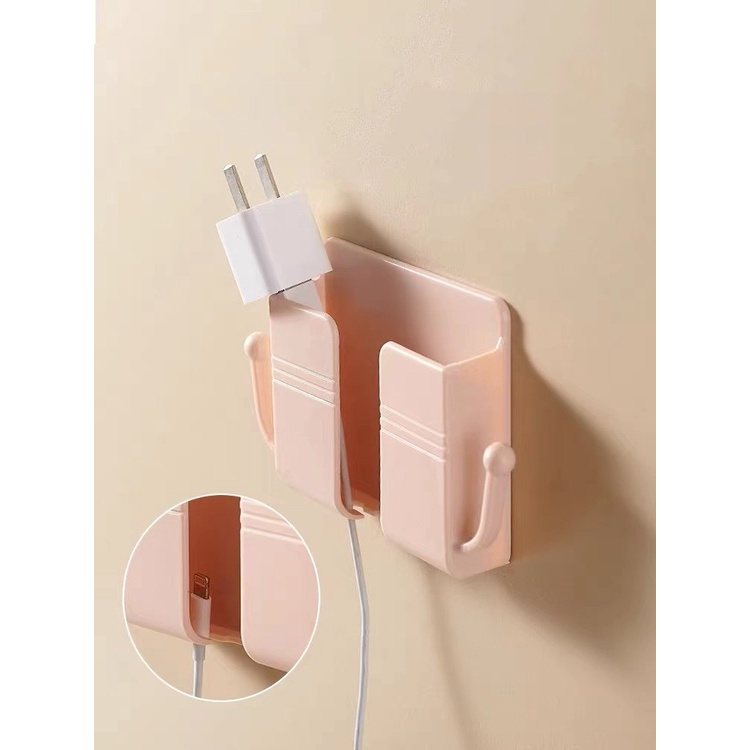 Holder Charger Cas Hp Tempel Dinding Rak Smarphone Remote TV / AC / Kabel
