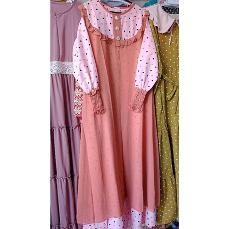 gamis al fath 2in1  motif polka