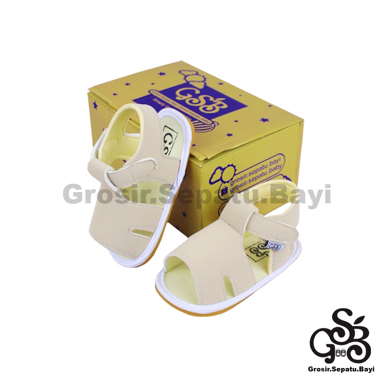 sendal bayi sepatu bayi sandal bayi  laki laki perempuan prewalker bayi  umur 2 - 12 bulan model casual S02 polos KREM ringan fleksibel &amp; Anti Slip