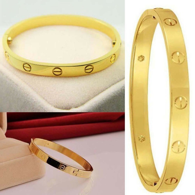 bracelet Emas 18k simple gelang titanium anti karat dan anti luntur perhiasan wanita