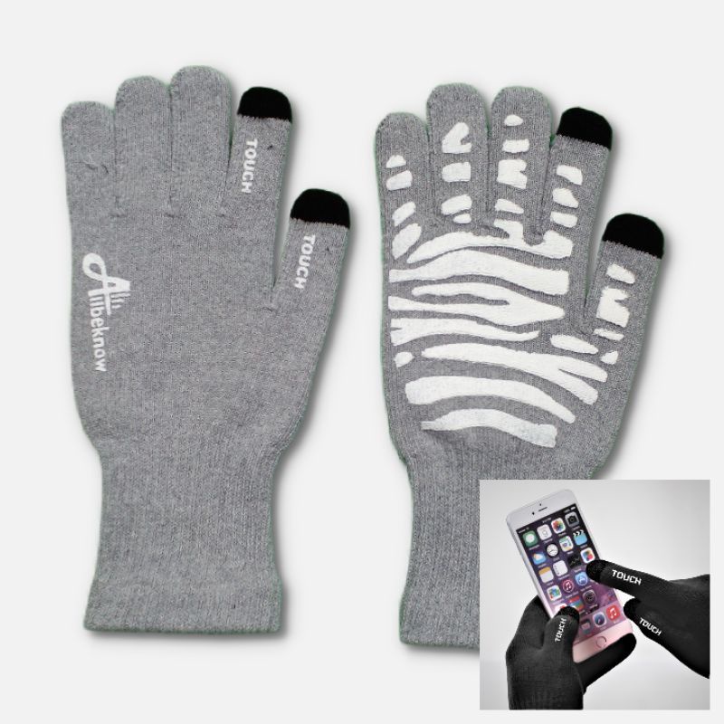 SARUNG TANGAN MOTOR TOUCH SCREEN HP / KARET ANTI SLIP / LIGHT GREY/ GLOVE  RAJUT Allbeknow