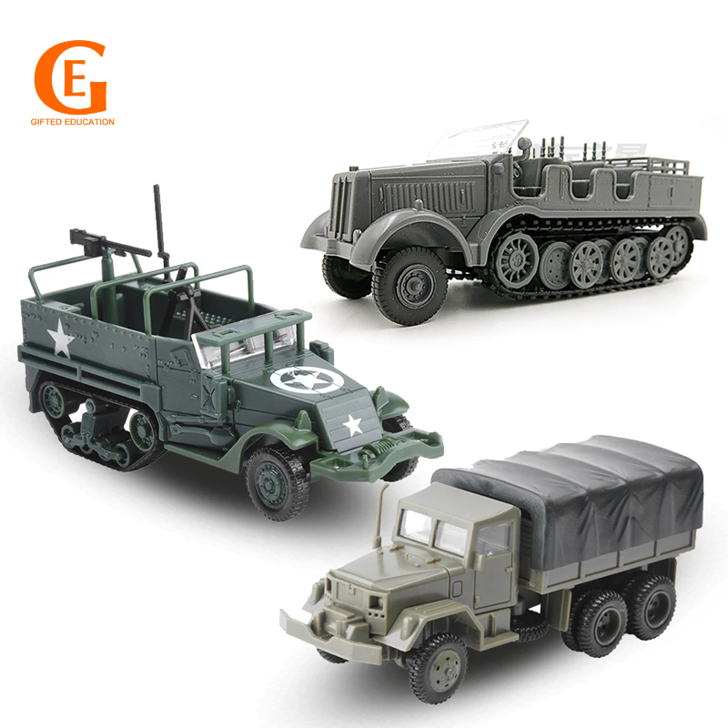 Mainan Simulasi Truk Militer M3 M35 BTR 80 Bahan Karet 4D Skala 1: 72