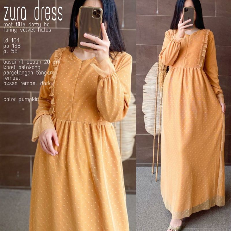 [ADA JUMBO]Raya Dress Gamis Maxy Brukat Tille Dotty. Zura.