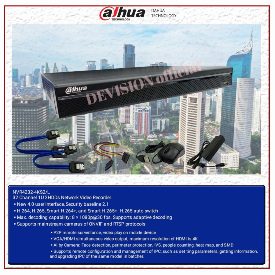 Nvr 32 Channel Dahua Nvr4232-4KS2/L