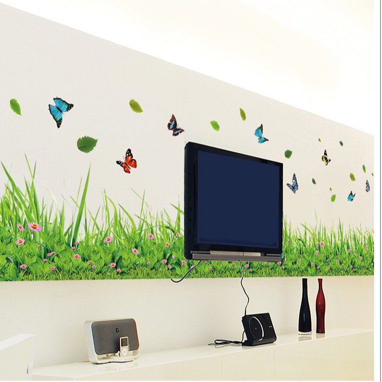 RELIZA WALL STICKER RUMPUT HIJAU GREEN GRASS GARDEN STIKER DINDING XL7180