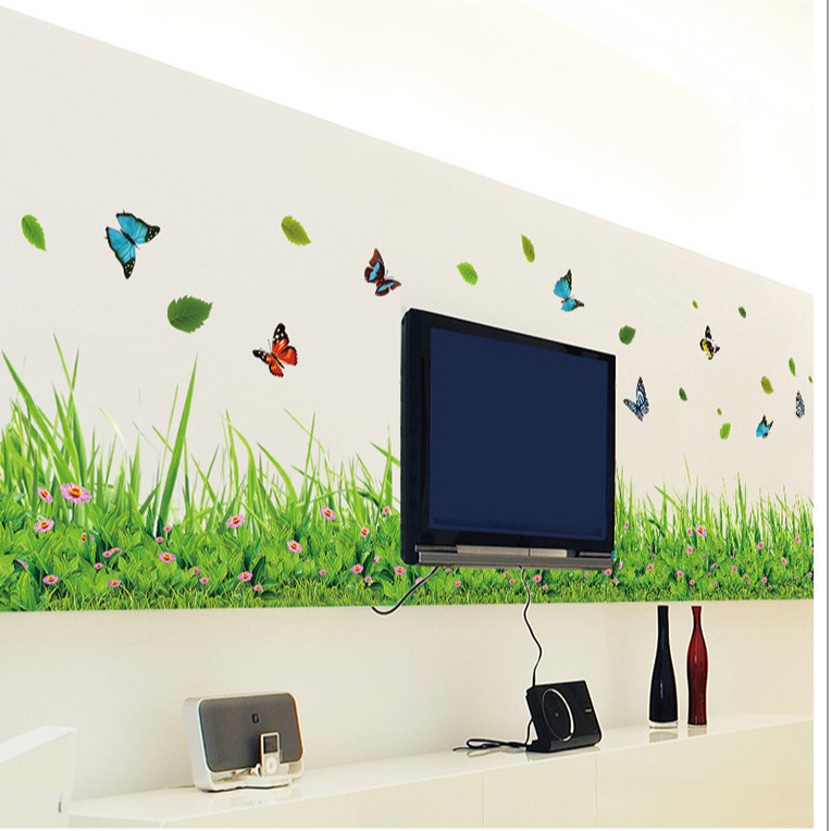 RELIZA WALL STICKER RUMPUT HIJAU GREEN GRASS GARDEN STIKER DINDING XL7180