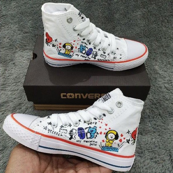 (READY) SEPATU CONVERSE ANAK BT21 BTS MODEL TINGGI PREMIUM QUALITY