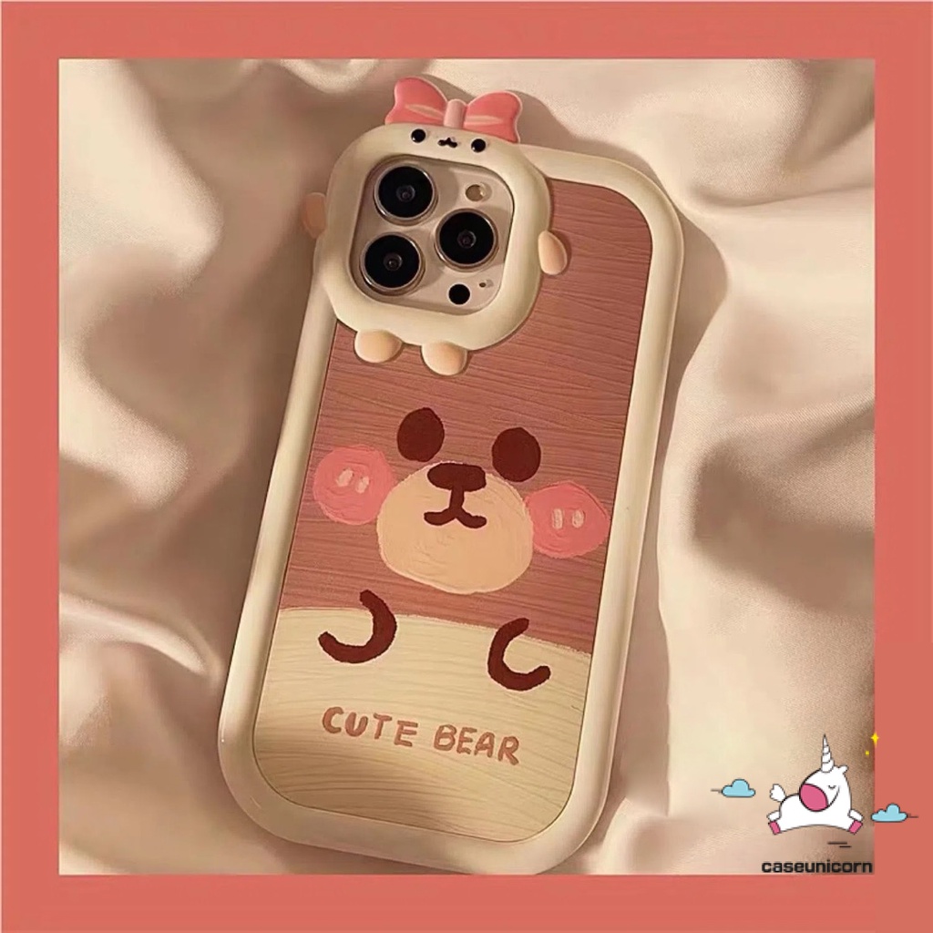 Case Beruang Kartun Untuk Samsung A04 A50 A12 A14 A51 A23 A04E A31 A50s A32 A13 A52 A30s A52s A22 M32 A33 A53 A73 A53 A03 A03s A04s A11 A02s A21s A71 3D Bow Monster Lens Soft Cover