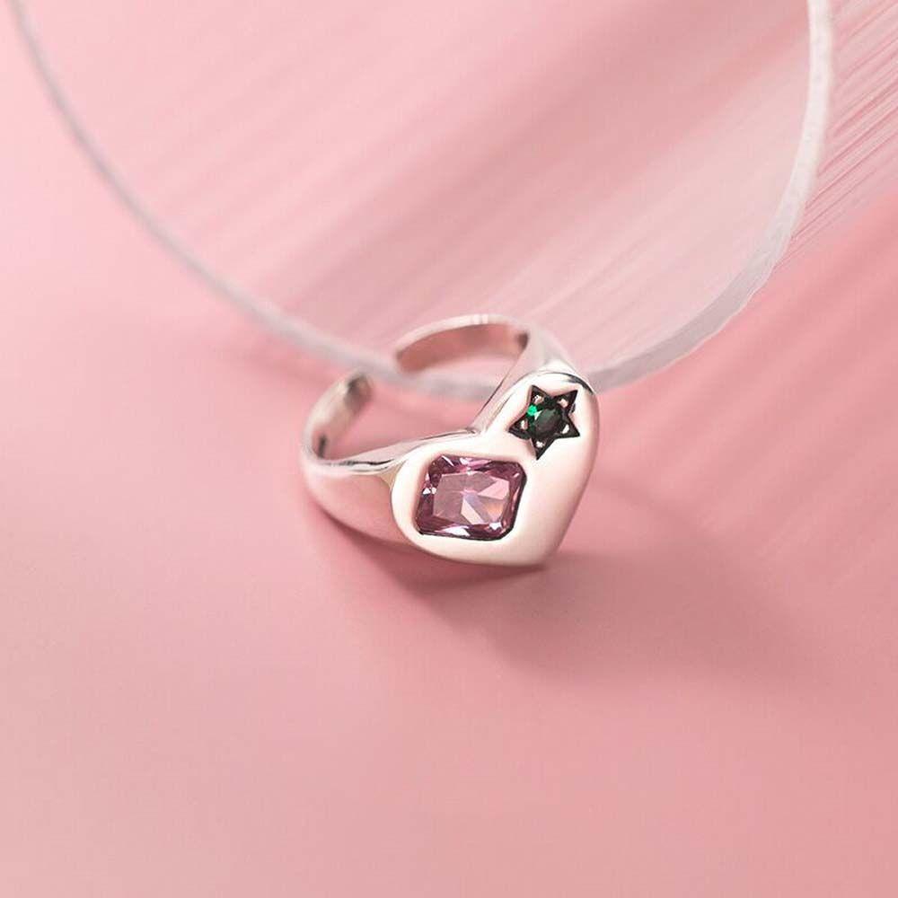 Mxbeauty Cincin Kristal Wanita Fashion Adjustable Hadiah Aksesoris Pesta Zirkon Pembukaan Rings