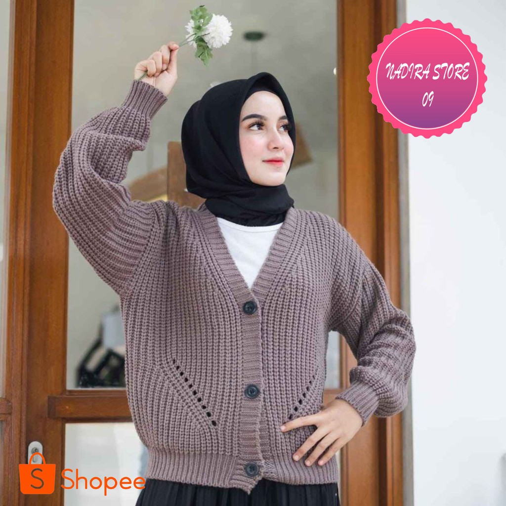 CARDIGAN RAJUT KANCING CORAK PREMIUM