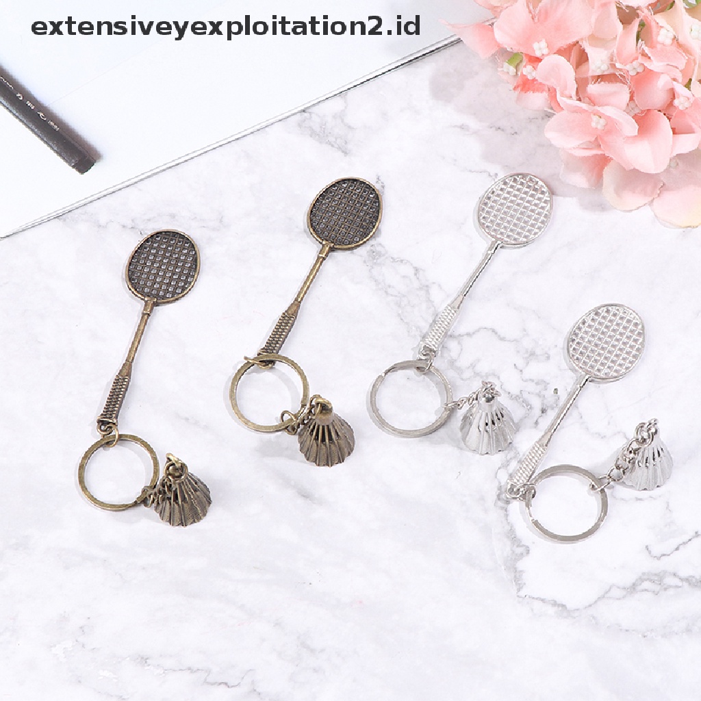 (Hotter 1) Gantungan Kunci Bentuk Raket Badminton Bahan metal