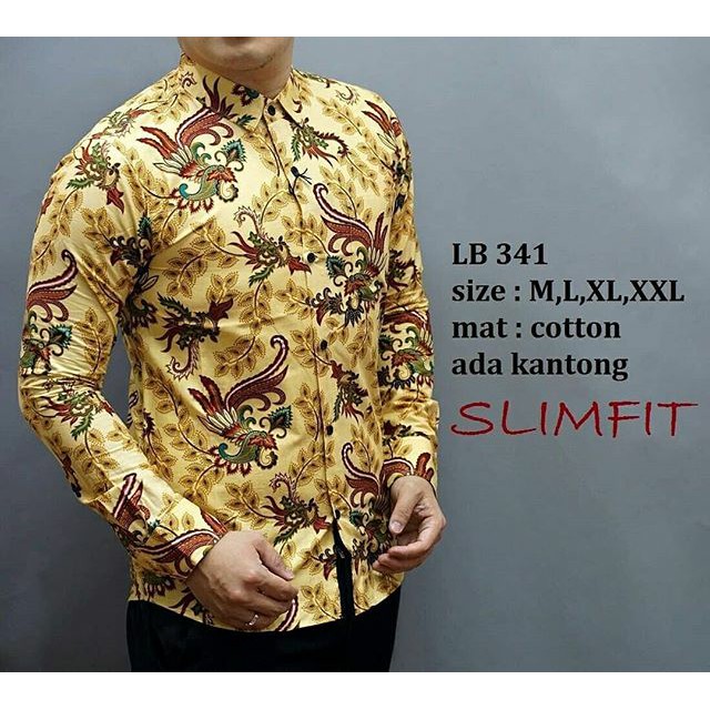 LB341 KEMEJA BATIK PRIA SLIM FIT MEWAH LINABATIKDISTRO UNIK BAJU BATIK PRIA BEST SELLER