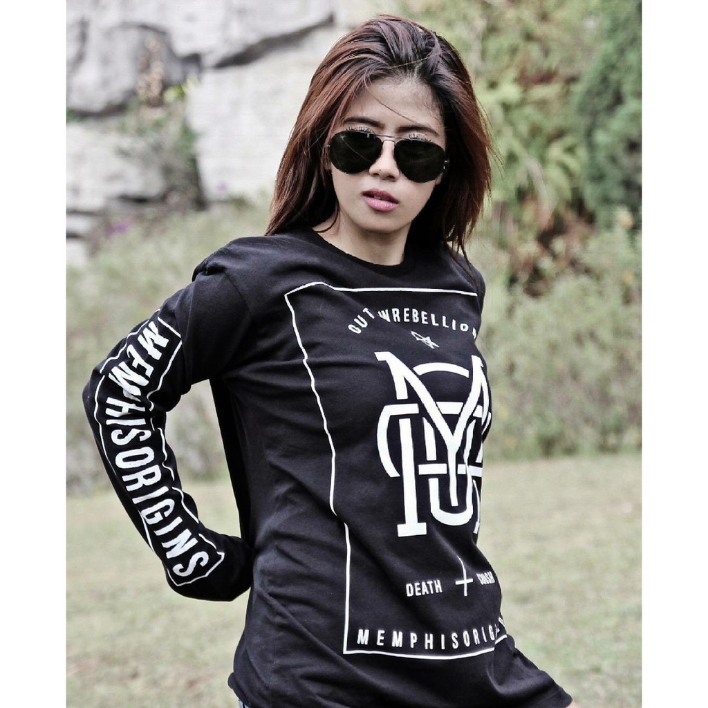 Jual Kaos Distro Memphis Origins [Marun/Hitam] Lengan Panjang