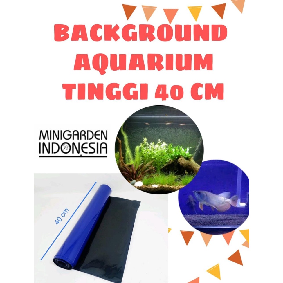 ECER 1METER BACKGROUND AQUARIUM POLOS TINGGI 40CM HITAM BIRU WALLPAPER - PACKING+PIPA