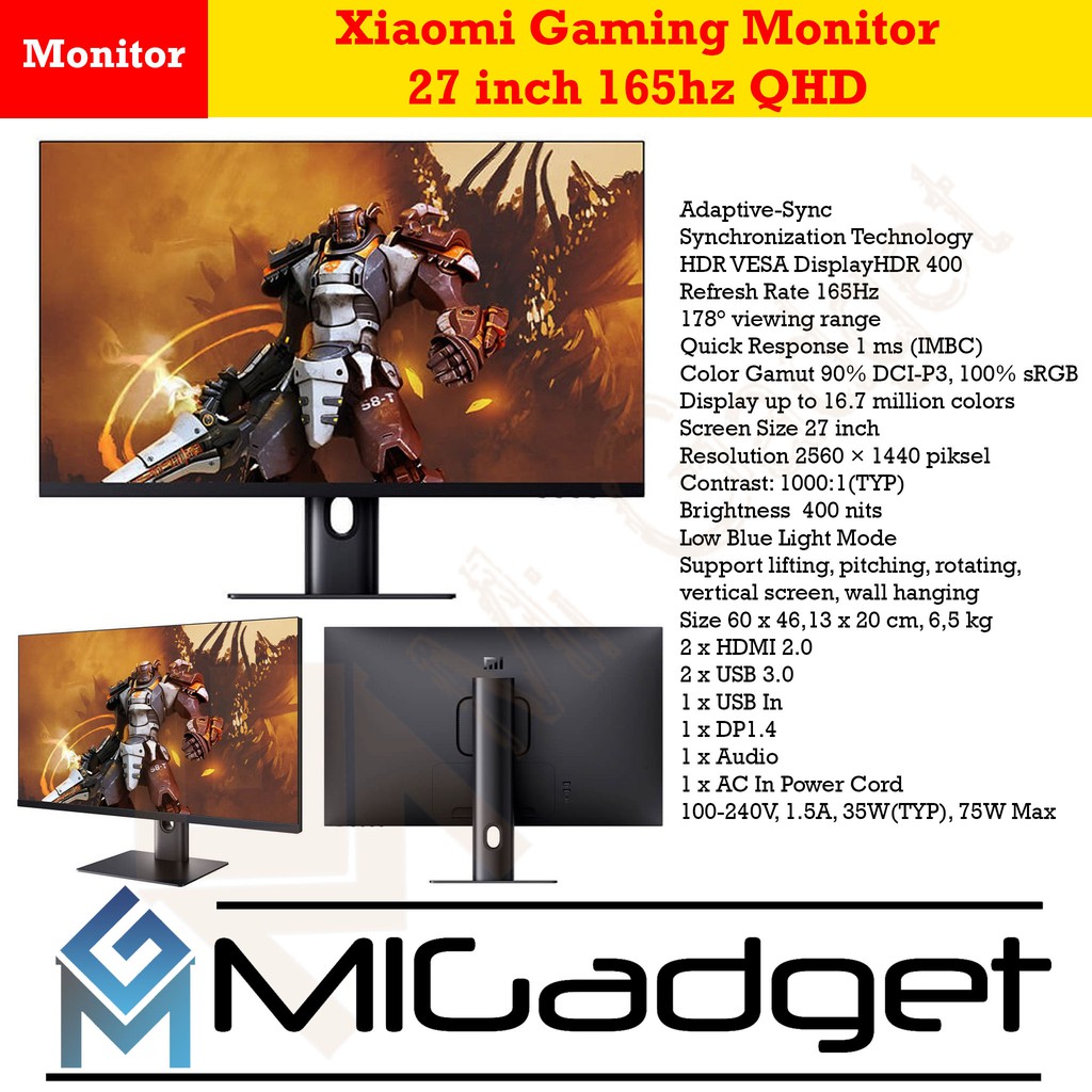 Monitor Gaming 27 Inch 165Hz QHD