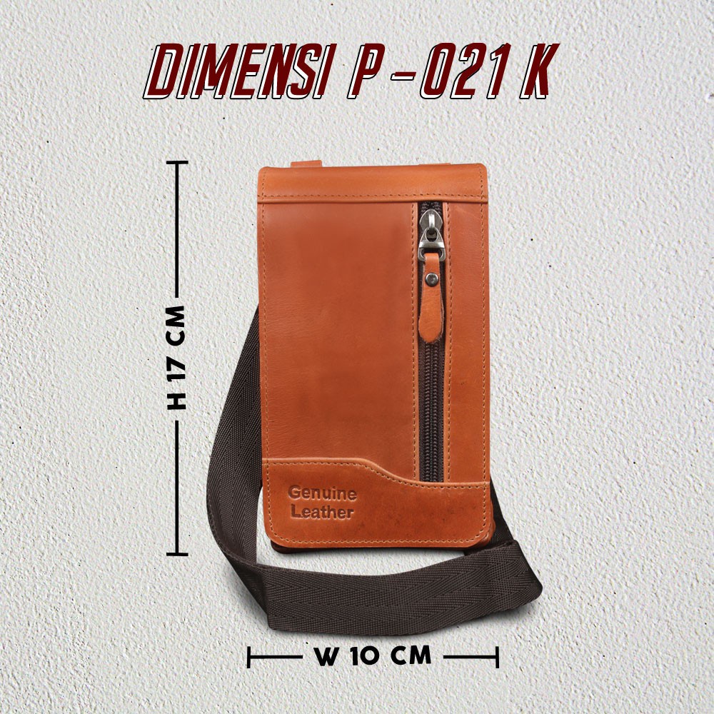 WaistBag Pria Double Triple = Gantung + Tas Pinggang Gadget HP KULIT SAPI ASLI  P021K