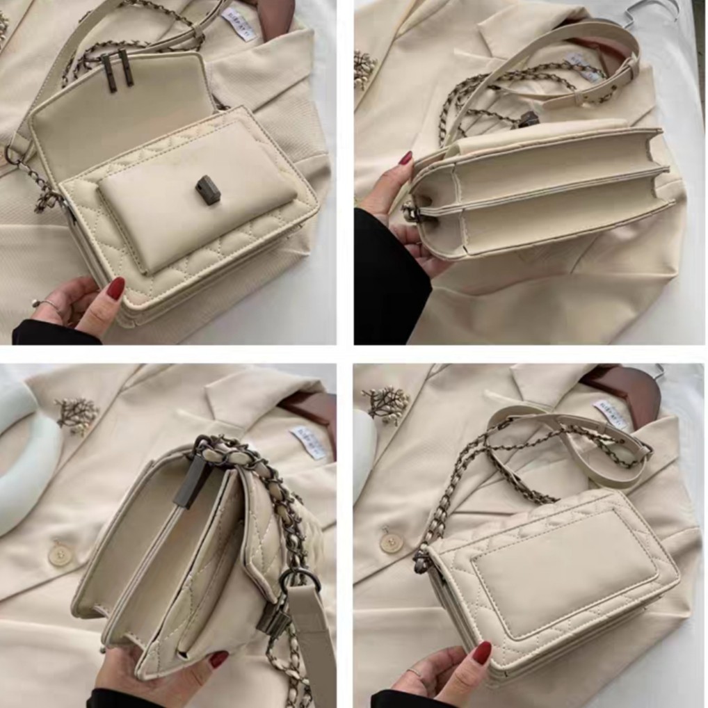 BJ57370 - BEIGE/BLACK/RED - TAS SLEMPANG JINJING TOTEBAG HANDBAG WANITA FASHION IMPORT MODIS ELEGAN TERMURAH TERLARIS TERBARU BAGSTORE JAKARTA TAS BATAM CR7370