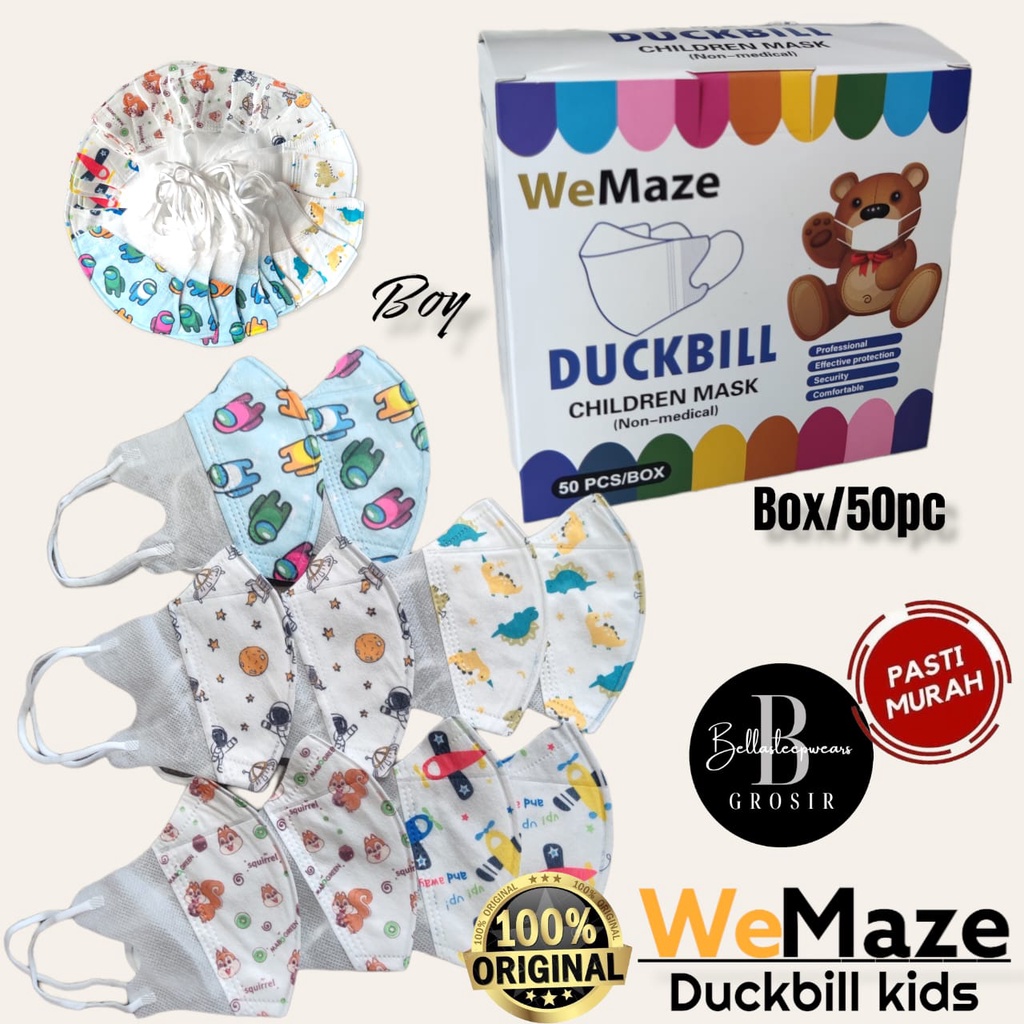 DB ANAK WEMAZE FM 3PLY MOTIF /50 - MASKER ANAK DUCKBILL 3PLY  MOTIF KIDS BRAND WEMASK FACE MASK