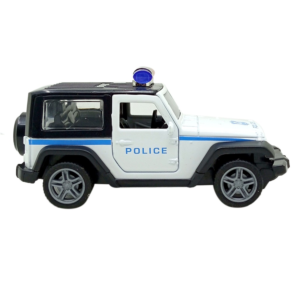 Toy Addict Jeep Wran9ler Hard Top Police Car Putih Diecast Mainan