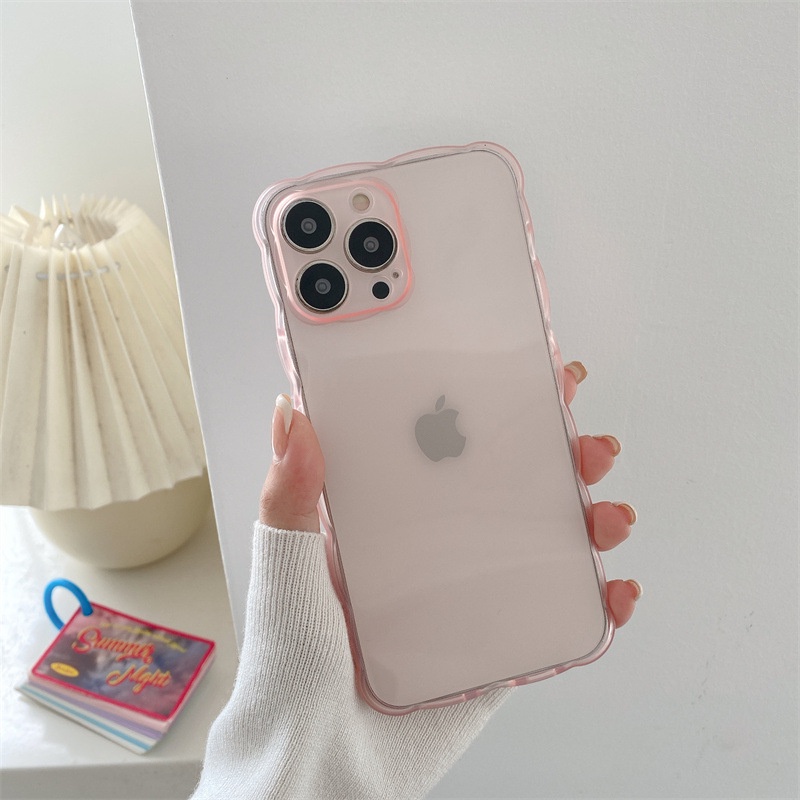 Case Pelindung Bahan TPU Transparan Bentuk Gelombang Untuk Iphone 7 8 PLUS X XR XS 11 12 13 Mini PRO MAX SE 2020