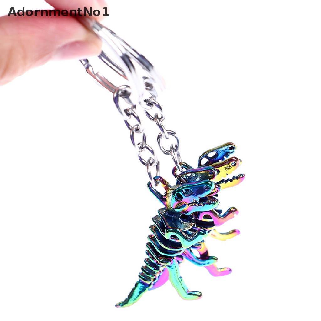 (AdornmentNo1) 1pc Gantungan Kunci Bentuk Tengkorak Dinosaurus Bahan Alloy Warna-Warni