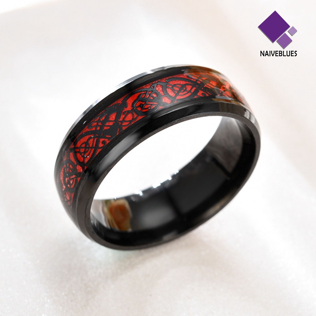 Naiveblue &gt; Cincin Motif Naga Warna Silver / Gold Untuk Perhiasan Pria / Kencan