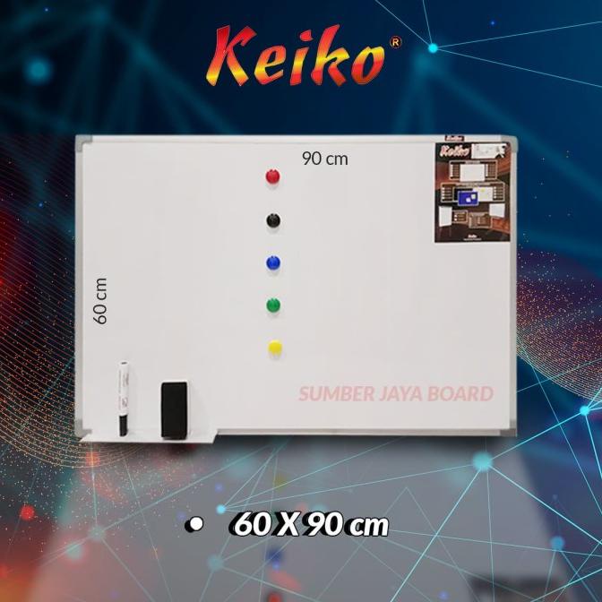 

Whiteboard Keiko size 60x90 Cm Free Spidol Penghapus Pin Magnet Colour