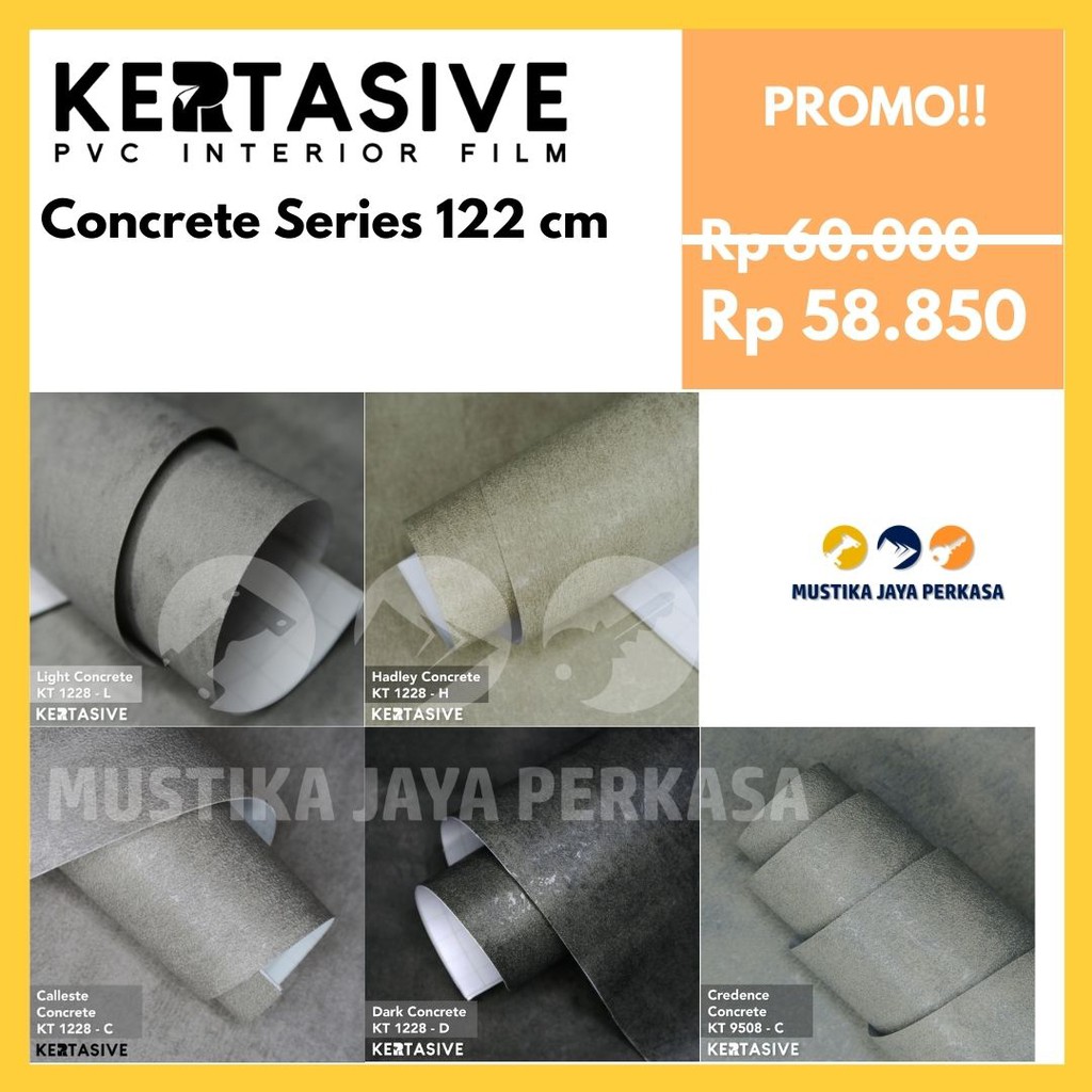 Kertasive Concrete Series Decosheet Stikcer PVC Interior Film Murah