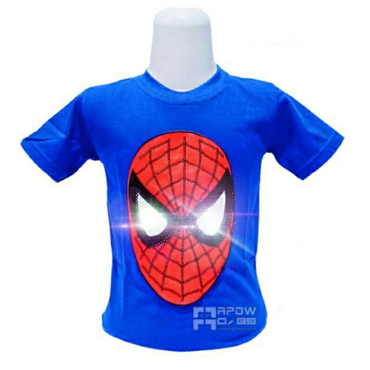 baju kaos anak laki laki motif spiderman LED bisa nyala atasan anak laki laki baju anak laki laki