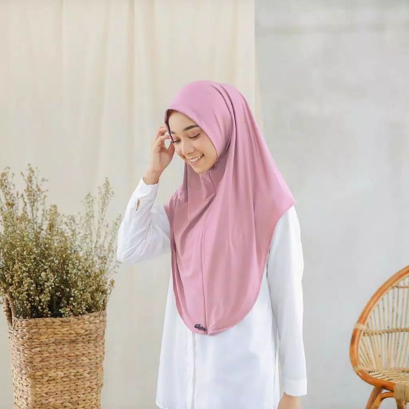 Jilbab Bergo Hamidah Jersey Non Pet / Jilbab Jersey / Hijab sport / Hijab Bergo zaida Instan