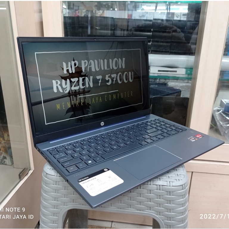 PROMO LAPTOP GAMING HP PAVILION 15 RYZEN 7 5700 RAM 8GB SSD 512GB AMD RADEON 8 FHD IPS WINDOWS 11 BLUE